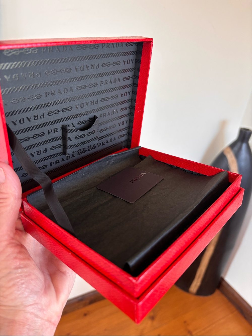 PRADA Authentic Red Saffiano Luxury Presentation Gift Storage Box Set - Picture 8 of 10
